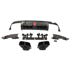 Difusor de parachoques trasero de ABS, difusor de labio trasero negro brillante con puntas de escape para Mercedes W205, estilo <span class=keywords><strong>Barbus</strong></span> - Product Image 1