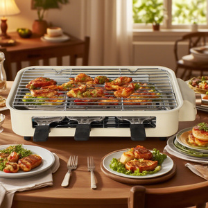 Grill électrique sans fumée MITCMOLARD 1500W, barbecue antiadhésif 46cm, 3 mini-plaques à <span class=keywords><strong>raclette</strong></span>, température réglable, pour la maison et l'hôtel - Product Image 4