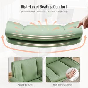 Silla Criss Cross con Reposabrazos Abatibles, Silla de Oficina Moderna de Cuero Verde, Ergonómica, con Patas Cruzadas, Altura Ajustable - Product Image 4