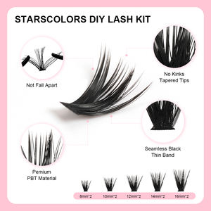 STARSCOLORS DIY Cluster Lashes Trays Pre Cut Segment Private Label Promade Fans Press on Eyelashes Books Lash Extension Kit - Product Image 4
