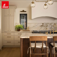Armoire de cuisine Alland Frameless Slim Shaker de luxe, blanc laiteux ou crème, en contreplaqué de 3/4 po, avec charnières à fermeture douce, avec évier et plan de travail