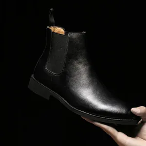 Bottines <span class=keywords><strong>Chelsea</strong></span> pour hommes, grande taille 45 46, bottes en cuir pour hommes, automne et hiver - Product Image 6
