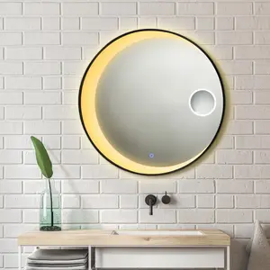 Espelho de barbear espelhado ou tv, espelho mágico de led branco e prata, controle de toque, ampliação, controle ce etl, venda quente, 2020