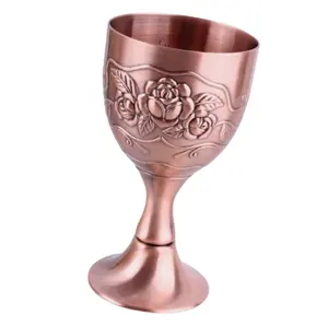 Wine Serving Goblet Metal Royal Rose Engraved Design Glass For Home Hotel And Bar Royal Brass Champagne Goblet Glass