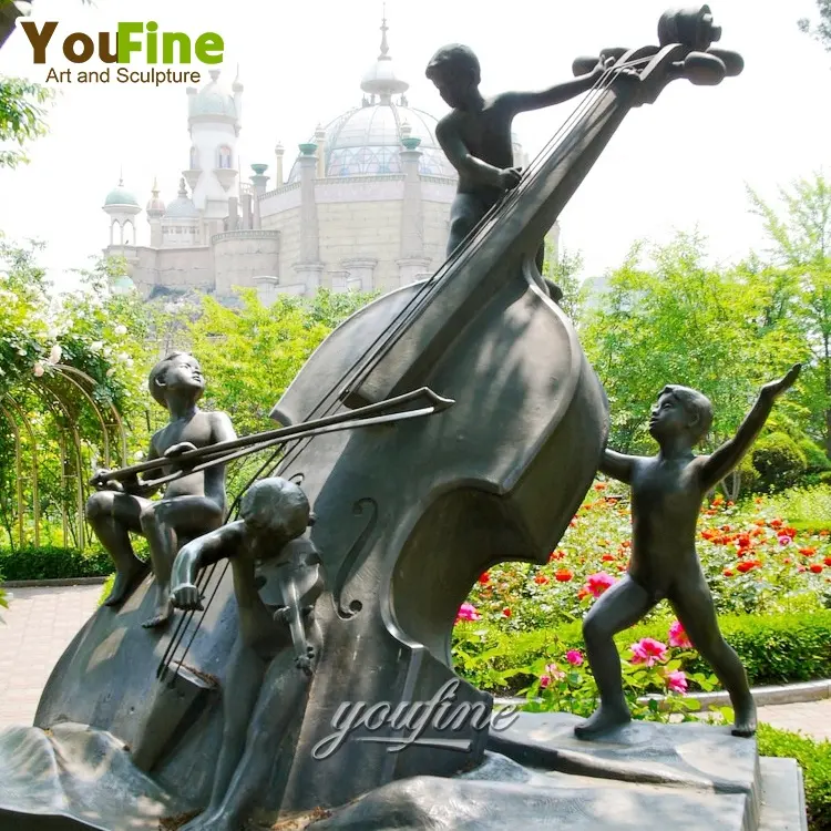 Artwork of Dali Playing Violin Musician Bronze sculpture