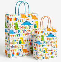 Set de Regalo de Cumpleaños con Diseño de Dinosaurio Animado, Papel de Arte Reciclable, Bolsas de Regalo de Tamaño Personalizable, Caja de Regalo, Cuaderno, Tarjeta de Felicitación