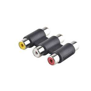 トリプル3 RCA女性への女性AVオーディオビデオジャックコネクタ拡張カプラーアダプター - Product Image 1