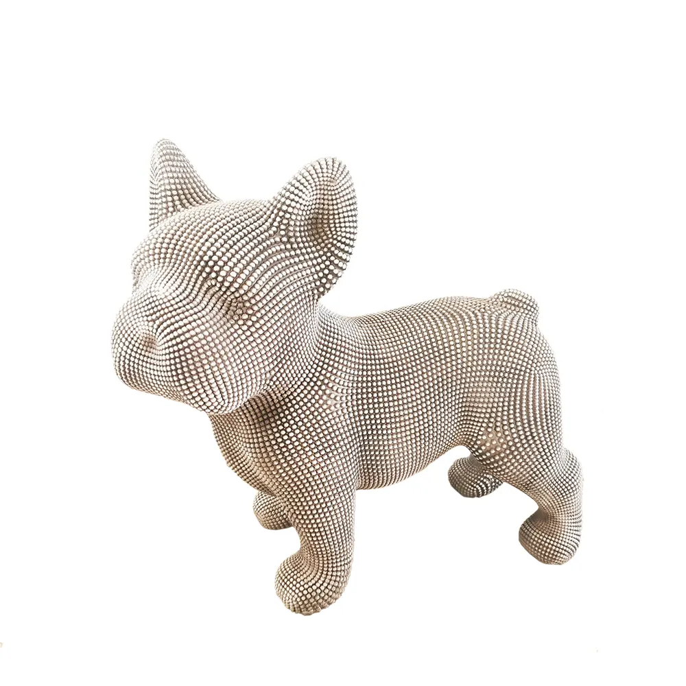 Nordique créatif rose résine bouledogue français Statue Style artificiel chien Figurine Sculpture pour la décoration de la maison ornement artisanat