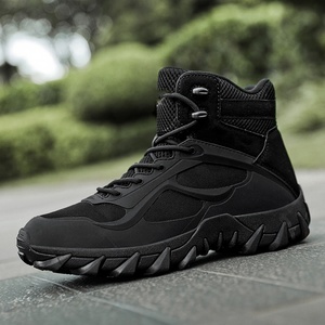 Bottes de travail tactiques respirantes pour hommes, fermeture éclair latérale, cuir léger, randonnée, moto, combat, 8 pouces, noir, personnalisables - Product Image 2