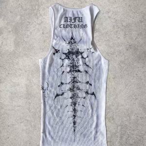 Camiseta sin mangas acanalada con gráfico Y2K personalizado para hombre, estilo slim fit, streetwear vintage, estampado gótico, camiseta sin mangas para gimnasio, chaleco muscular, <span class=keywords><strong>ropa</strong></span>. - Product Image 3