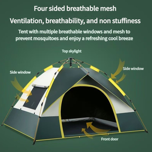 <span class=keywords><strong>Tente</strong></span> de camping portable ultra légère à ouverture automatique à deux portes et deux fenêtres en matériau Oxford de haute qualité pour toutes les saisons - Product Image 3