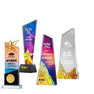 Trophée en cristal personnalisé Yao Ben avec empreintes de doigts créatives, gravure gratuite, étoile à cinq branches pour réunions annuelles et récompenses des employés - Product Image 2