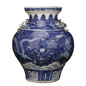 Vaso in ceramica blu e bianco drago e fenice vaso Jingdezhen personalizzato per fiori e piante dipinto a mano dall'artista - Product Image 1