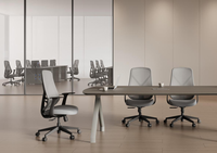 Ensemble moderne de bureau et de chaises de collaboration avec rangement rétractable pour écran insonorisant en bois pour le bureau