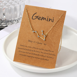 Delicata Collana con Ciondolo Zodiacale in Argento Placcato Oro con Cristalli di Zirconio, Gioiello Astrologico per Donne - Product Image 4