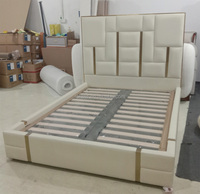 Haut de gamme personnalisable Double lit Queen dossier élastique tête de lit en cuir givré hôtel Villa chambre meubles lit de couchage