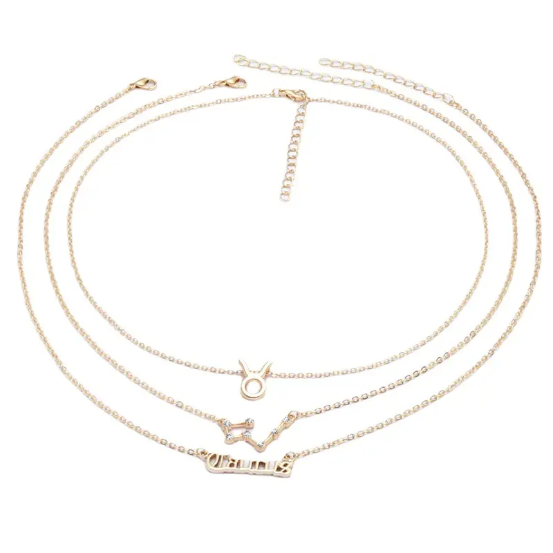 Collar de 12 Constelaciones, signo del zodiaco, Gargantilla de cadena de Metal, collar de joyería para mujeres y niñas, regalo de cumpleaños