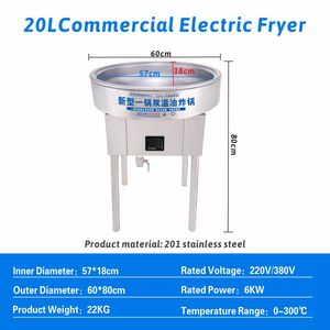 <span class=keywords><strong>Friteuse</strong></span> <span class=keywords><strong>électrique</strong></span> commerciale sur pied Hansu HSL-20LY en acier inoxydable avec contrôle de température 220V/380V pour restaurants - Product Image 2