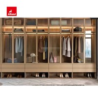 AllandCabinet kustom berengsel kayu lapis kamar tidur gadis Modern transparansi pintu kustom sistem lemari lemari pakaian mewah