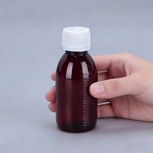 Bottiglia farmaceutica dello sciroppo di tosse delle bottiglie di plastica dell'ambra dell'animale domestico 100ml per liquido con il cappuccio della prova del bambino - Product Image 4
