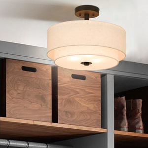 Lámpara de Techo Moderna de Estilo Tambor Redondo para Pasillo o Dormitorio, Semi Empotrada, Envío Gratuito en EE. UU. - Product Image 1