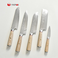 Couteaux de cuisine professionnels japonais en acier Damas martelé à 67 couches avec manche en bois blanc, accessoires pour couteaux de cuisine, ensemble de couteaux de cuisine