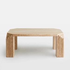Meubles de luxe en travertin sur mesure de style français <span class=keywords><strong>tabouret</strong></span> en pierre blanche beige naturelle dessus de table Tables basses polies grande dalle - Product Image 5