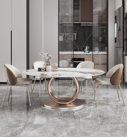 Runder Marmor Esstisch Licht Luxus modernen minimalist ischen Esstisch und Stühle Plattenspieler hochwertige helle Oberfläche