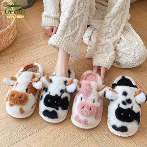 DERAN stampa <span class=keywords><strong>animale</strong></span> <span class=keywords><strong>peluche</strong></span> di natale pantofola Kawaii casa casa scarpetta femminile per signora all'ingrosso carino peloso pantofole da donna - Product Image 4