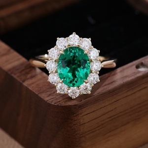 แหวนทองคำ 14k ดีไซน์ใหม่รูปทรงดอกไม้ ประดับพลอยลาบบูร์จากโคลอมเบีย สไตล์วินเทจ ประดับเพชร สำหรับผู้หญิง ฉลองครบรอบแต่งงาน - Product Image 4