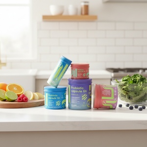 Food-Grade Probiotic <b>Pill</b> <b>Container</b> | Custom Color Printed Aluminum Tins for Supplement Packaging - Product Image 1