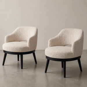 Fauteuil d'appoint de luxe moderne en tissu bouclé ergonomique fait main, rembourré en mousse, avec structure en bois massif, pour salon - Product Image 1