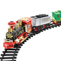 Jouet de train à vapeur simulé pour enfants, ensemble de jouets de train de rail télécommandé, train de piste de fret électrique avec lumière sonore