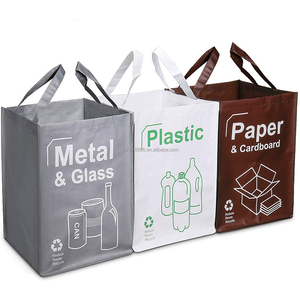 Sacs poubelle pliables avec poignées, capacité 40l, pour le papier, le <span class=keywords><strong>verre</strong></span> et le plastique, lot de 3 sacs - Product Image 1