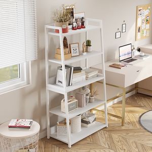 Nordic Style Ladder <b>Shelf</b> 6 Tier White Metal Bookcase Storage Rack For <b>Bedroom</b> Kitchen Office Home Organization - Product Image 1