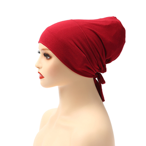Subpañuelo ajustable para <span class=keywords><strong>mujer</strong></span>, turbante árabe musulmán, <span class=keywords><strong>gorro</strong></span> elástico de modal con cordón, hiyab, sombrero - Product Image 3
