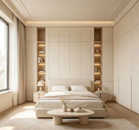 Table de chevet moderne minimaliste en teck avec tiroirs, meuble de rangement intégré pour chambre à coucher, armoire et système de placard intégré