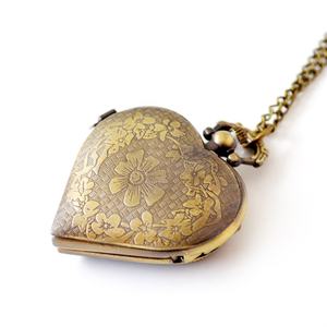 ساعات جيب نسائية على شكل قلب من سبائك الفضة والبرونز، هدية أنيقة للسيدات - Product Image 6