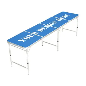 Beerpong-<span class=keywords><strong>mesa</strong></span> plegable <span class=keywords><strong>de</strong></span> aluminio con patrón personalizado, ajustable, para picnic, camping, cerveza, juego <span class=keywords><strong>de</strong></span> fiesta, 8 pies - Product Image 1