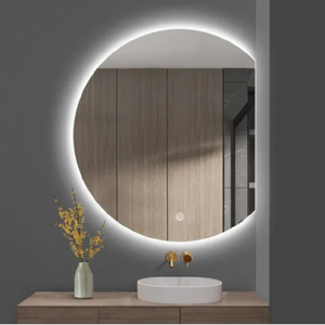 Miroir de <span class=keywords><strong>bain</strong></span> rétroéclairé à LED demi-lune avec capteur tactile, changement de température de couleur et <span class=keywords><strong>film</strong></span> de désembuage - Product Image 4