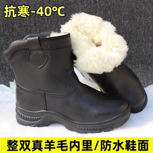 Botas de Nieve de Cuero con Forro de Lana, Impermeables, Antideslizantes, Cálidas, Unisex, de Tacón Bajo y Caña Alta, Resistentes al Frío, de Algodón - Product Image 2