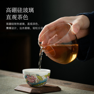 Juego de té Kung Fu de porcelana estilo chino con tetera de vidrio y tres tazas, portátil para viaje, diseño de loto, origen Dehua - Product Image 3