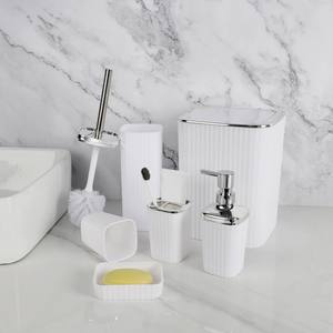 Accessoires de salle de bain, ensemble de 6 pièces en plastique, articles ménagers, poubelle, porte-savon, gobelet, brosse de toilette WC, ensemble de salle de bain de luxe pour la maison - Product Image 4