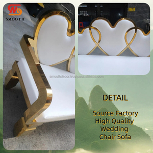 SMOOTH Heart-Shape Back Acero inoxidable Gold China Sillas DE BODA Interior Exterior Blanco Banquete Cena Evento Silla - Product Image 2