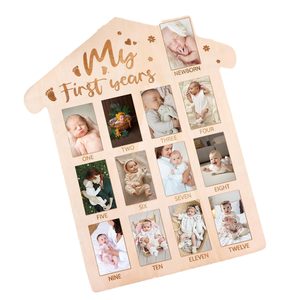 Nouveau cadre photo en bois pour bébé avec finition imprimée 6 couleurs et options d'impression multiples - Product Image 4