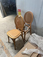 Chaise de salle à manger en rotin avec dossier en bois massif, empilable, pour hôtel, banquet, jardin, restaurant, chaise en bois tressée à la main, gain de place