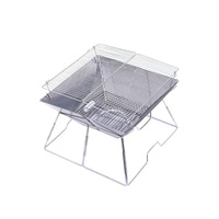 Barbecue portable d'extérieur Bmaster Sports Silver, pliable, en acier inoxydable, pour le camping, la randonnée, les voyages, les pique-niques, au charbon de bois