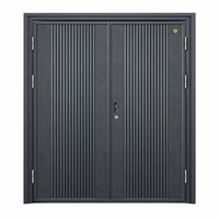 Porte d'entrée principale de villa de luxe à double battant, porte extérieure de sécurité haut de gamme en acier inoxydable, sur mesure, moderne