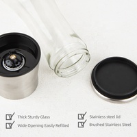 Gloway Gadget de cuisine en acier inoxydable rechargeable Salière à épices en verre Moulin à sel et à poivre réglable avec entonnoir
