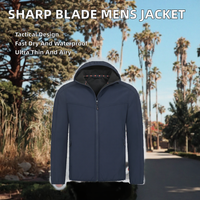 Veste softshell à capuche bleu marine pour homme 2026, légère, respirante, imperméable et coupe-vent, pour le travail en extérieur